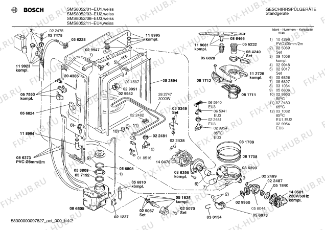 Взрыв-схема посудомоечной машины Bosch SMS8052 - Схема узла 02