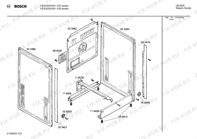Схема №2 HES622HDK с изображением Инструкция по эксплуатации для плиты (духовки) Bosch 00515094