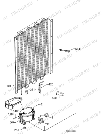 Взрыв-схема холодильника Privileg 021334_4940 - Схема узла Cooling system 017