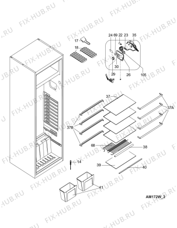 Схема №2 AM172 W с изображением Специзоляция для холодильной камеры Whirlpool 482000019438
