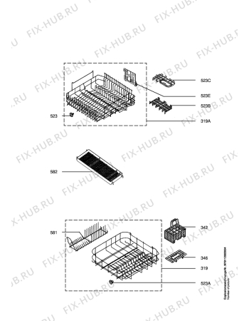 Взрыв-схема посудомоечной машины Juno JSV6662 - Схема узла Baskets, tubes 061