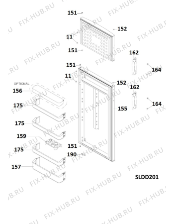 Схема №1 F2DS2301207 (F081920) с изображением Часть корпуса для холодильной камеры Indesit C00294650