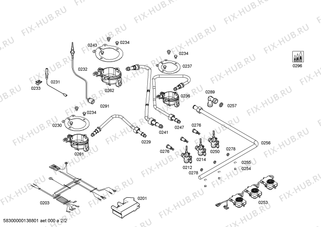 Взрыв-схема плиты (духовки) Siemens EC645YB80E ENC.EC645YB80E 3G+1E SE60F IH5 - Схема узла 02