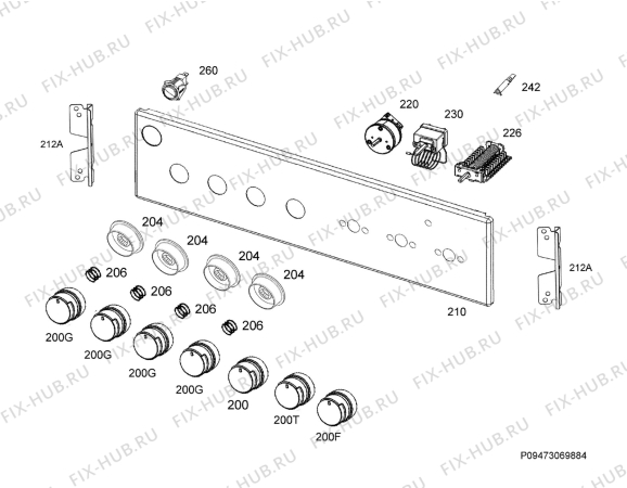 Взрыв-схема плиты (духовки) Electrolux RKK61180OW - Схема узла Command panel 037