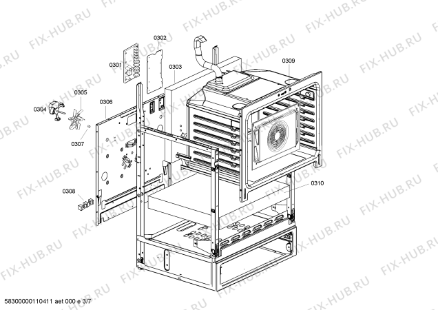 Взрыв-схема плиты (духовки) Bosch HES2360U - Схема узла 03