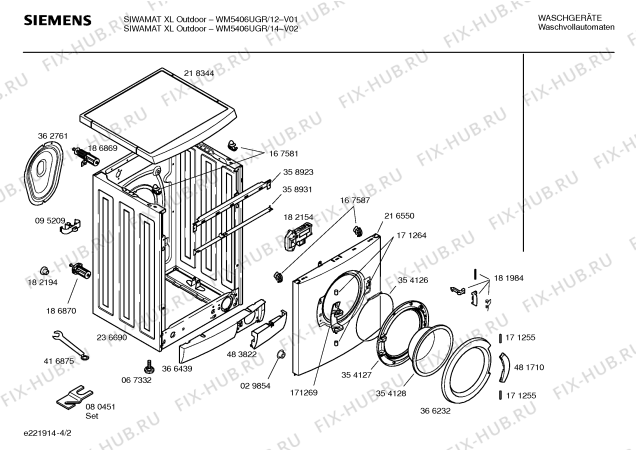 Схема №3 WM5406UGR SIWAMAT XL Outdoor с изображением Таблица программ для стиралки Siemens 00583156