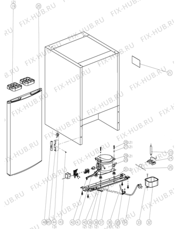 Взрыв-схема холодильника Upo R851F (369200, HTS12262) - Схема узла 02