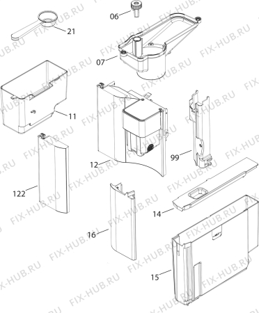 Взрыв-схема кофеварки (кофемашины) Electrolux EBC54514OX - Схема узла Section 2