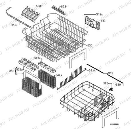 Взрыв-схема посудомоечной машины Zanussi ZSF6161 - Схема узла Basket 160