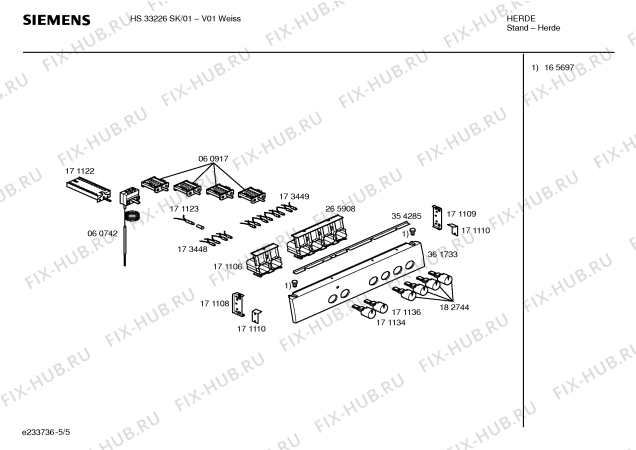 Схема №2 HS33226SK с изображением Панель управления для электропечи Siemens 00361733