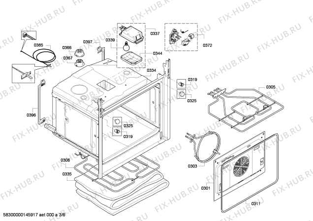 Взрыв-схема плиты (духовки) Bosch HBA63B450A - Схема узла 03