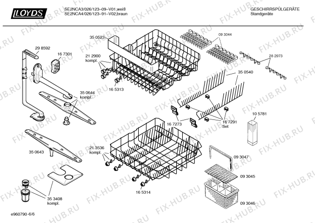 Взрыв-схема посудомоечной машины Lloyds SE2NCA3 Art. 026/123-09 - Схема узла 06