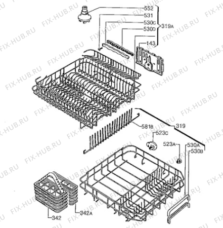 Взрыв-схема посудомоечной машины Tricity Bendix ZT615 - Схема узла Baskets, tubes 061