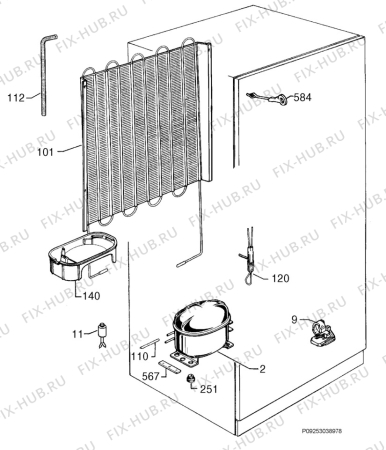 Взрыв-схема холодильника Brandt CA2952E - Схема узла Cooling system 017