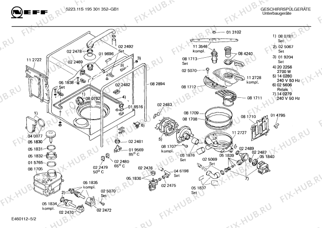 Взрыв-схема посудомоечной машины Neff 195301352 5223.11S - Схема узла 02