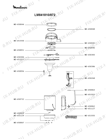 Схема №1 LM841810/872 с изображением Корпусная деталь для электроблендера Moulinex MS-651550