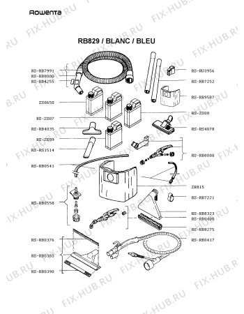 Взрыв-схема пылесоса Rowenta RB829 - Схема узла RB829RU_.__2