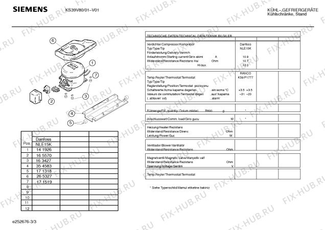 Взрыв-схема холодильника Siemens KS39V80 - Схема узла 03