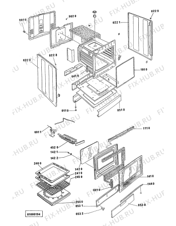 Взрыв-схема плиты (духовки) Whirlpool ACM 241/LP - Схема узла