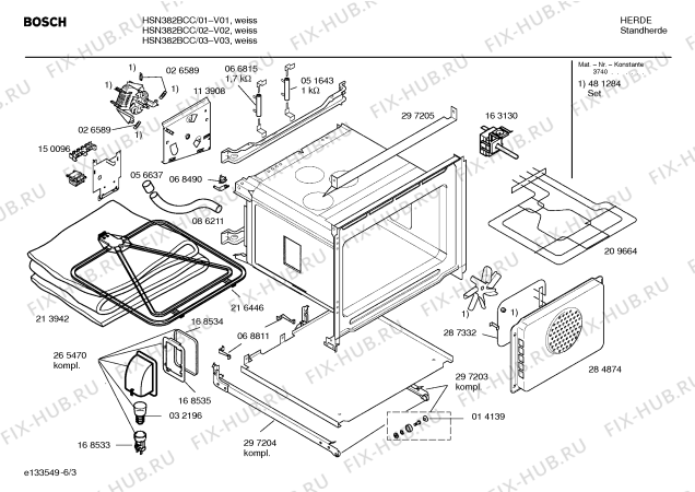 Схема №3 HSN382BCC с изображением Инструкция по эксплуатации для духового шкафа Bosch 00529026