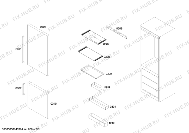 Схема №1 RB292310 Gaggenau с изображением Емкость для заморозки для холодильной камеры Bosch 00680980