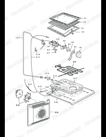 Взрыв-схема плиты (духовки) DELONGHI TGVX 664 A - Схема узла 5