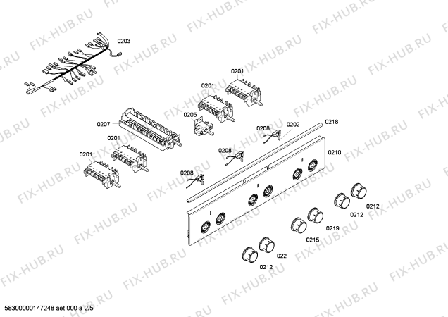 Взрыв-схема плиты (духовки) Bosch HSE720120 - Схема узла 02