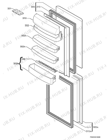 Взрыв-схема холодильника Zanker ZKK3120S (PRIVILEG) - Схема узла Door 003