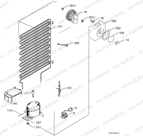 Взрыв-схема холодильника Rex FI295/2VA - Схема узла Cooling system 017