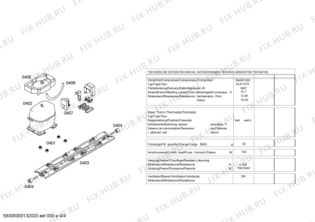 Взрыв-схема холодильника Bosch KDN36V03NE - Схема узла 04