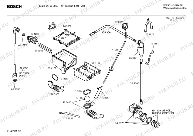 Схема №1 WFO2862FF Maxx WFO2862 с изображением Инструкция по установке и эксплуатации для стиралки Bosch 00591522