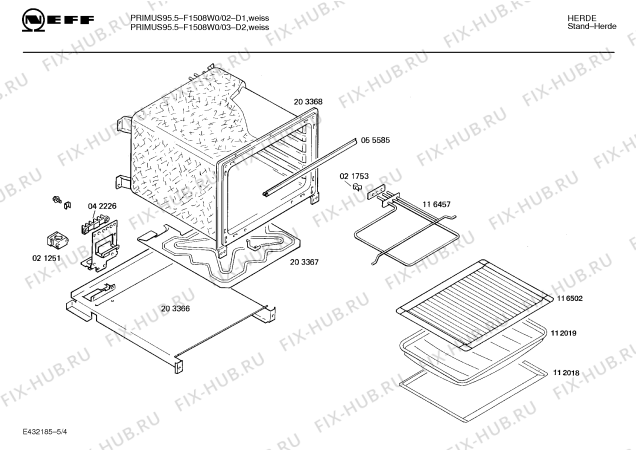 Схема №2 F1508W1 PRIMUS 95.5 с изображением Панель для электропечи Bosch 00282801