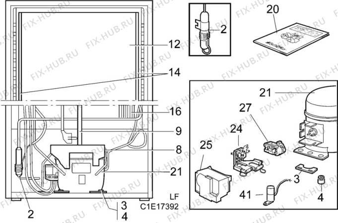 Взрыв-схема холодильника Electrolux AR8395C - Схема узла C10 Cold, users manual