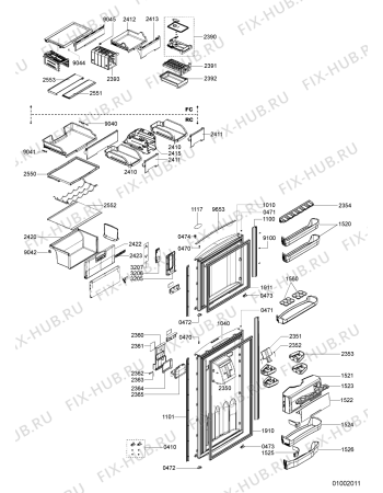 Схема №1 ARC 4179 с изображением Рукоятка для холодильной камеры Whirlpool 480132100527