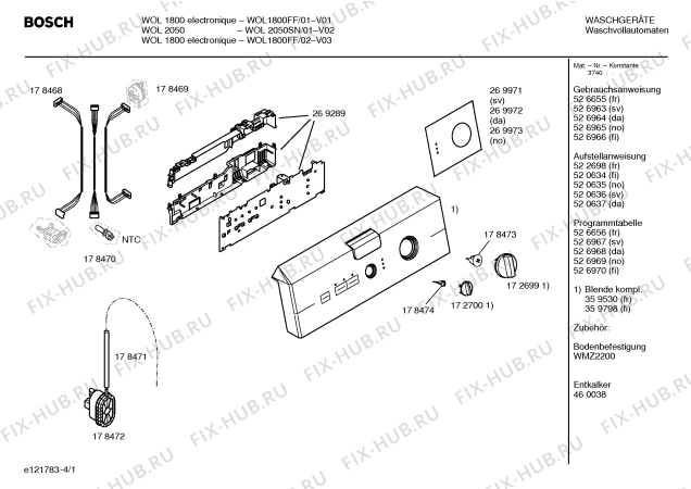 Схема №2 WOL2050SN WOL2050 с изображением Таблица программ для стиральной машины Bosch 00526967