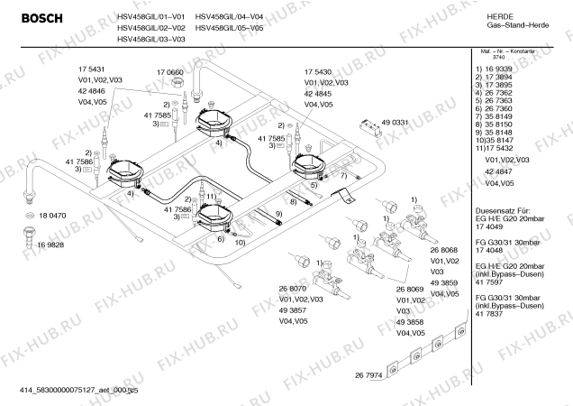 Схема №3 HSV458GIL Bosch с изображением Инструкция по эксплуатации для духового шкафа Bosch 00587203