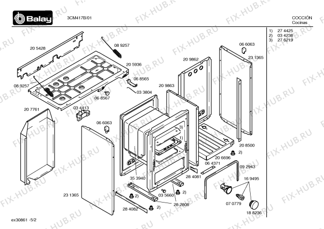 Схема №1 3CM417B с изображением Панель для духового шкафа Bosch 00217057