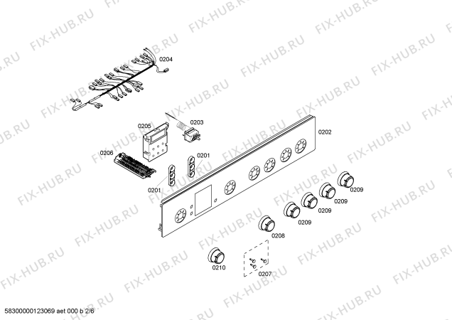 Взрыв-схема плиты (духовки) Constructa CH625G0IL - Схема узла 02