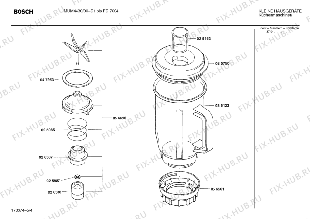 Взрыв-схема кухонного комбайна Bosch MUM4430 - Схема узла 04