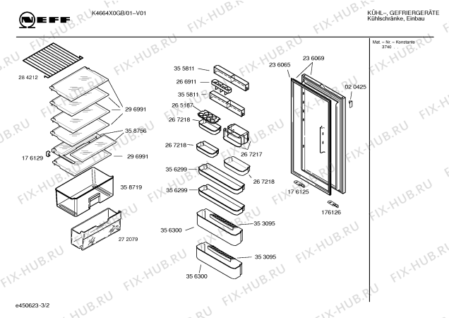 Схема №2 K4664X0EU KI540 с изображением Дверь для холодильника Bosch 00236069