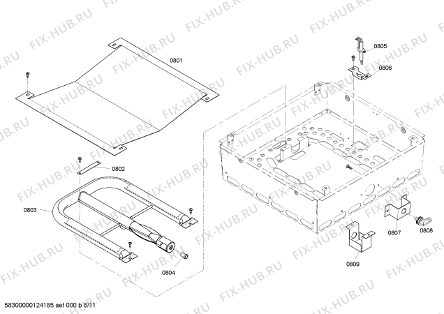 Схема №5 PRG364ELG с изображением Инструкция по установке/монтажу для духового шкафа Bosch 00552986