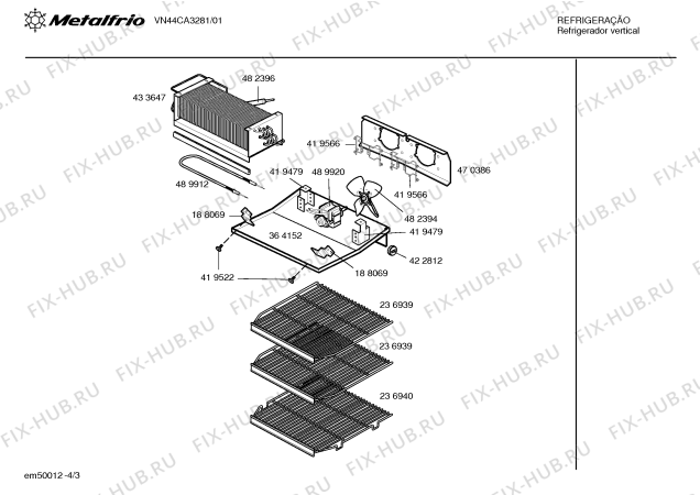 Взрыв-схема холодильника Metalfrio VN44CA3281 - Схема узла 03