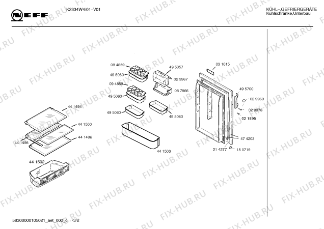 Схема №2 K2334W4 с изображением Инструкция по эксплуатации для холодильника Bosch 00592745