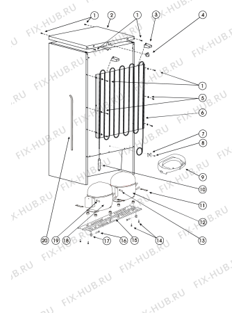 Взрыв-схема холодильника Indesit BH20X (F039226) - Схема узла