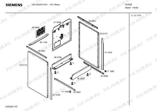 Взрыв-схема плиты (духовки) Siemens HN33229EU - Схема узла 02