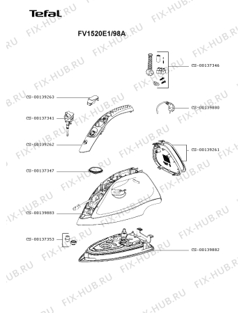 Схема №1 FV1520E1/98A с изображением Рукоятка для электроутюга Tefal CS-00139883