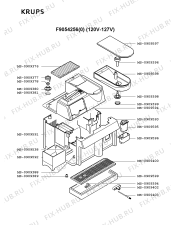 Взрыв-схема кофеварки (кофемашины) Krups F9054256(0) - Схема узла KP001877.6P4