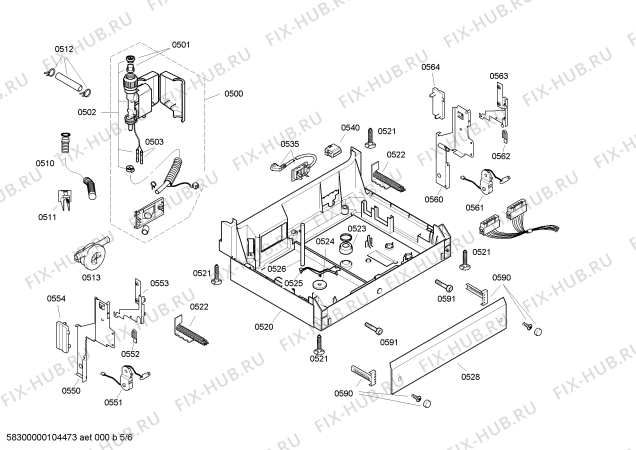 Взрыв-схема посудомоечной машины Bosch SGU55M12EU - Схема узла 05