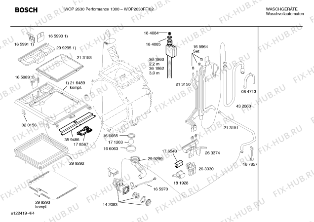 Схема №2 WOP2630FF WOP2630 Performance1300 с изображением Инструкция по установке и эксплуатации для стиральной машины Bosch 00583996
