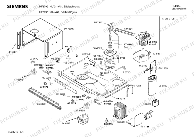 Взрыв-схема микроволновой печи Siemens HF87951 - Схема узла 04
